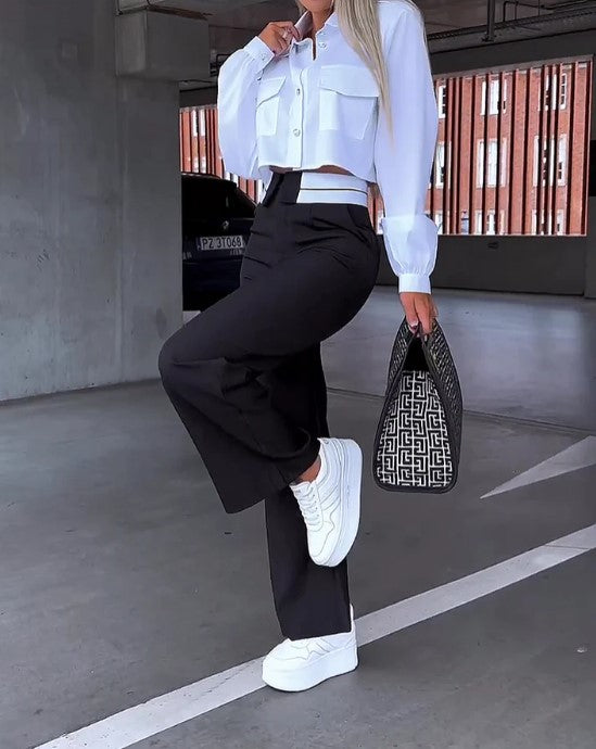 Alice Set | Women's Crop Top & Wide-Leg Pants Set