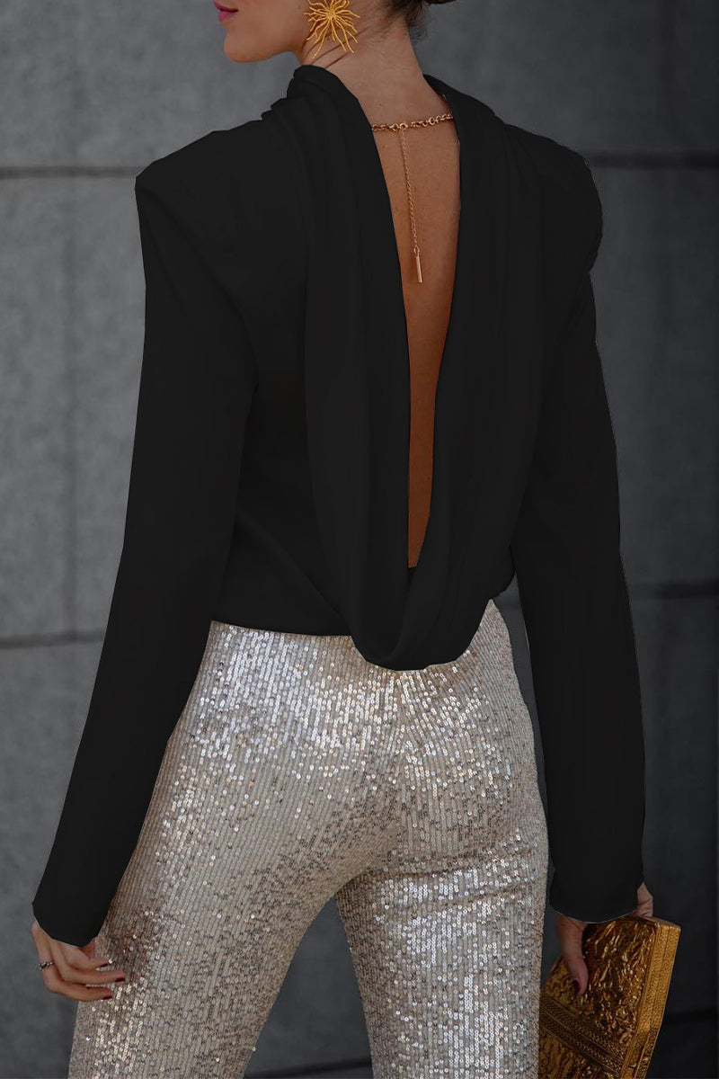 Amelia Blouse | Long-Sleeve Open-Back Blouse