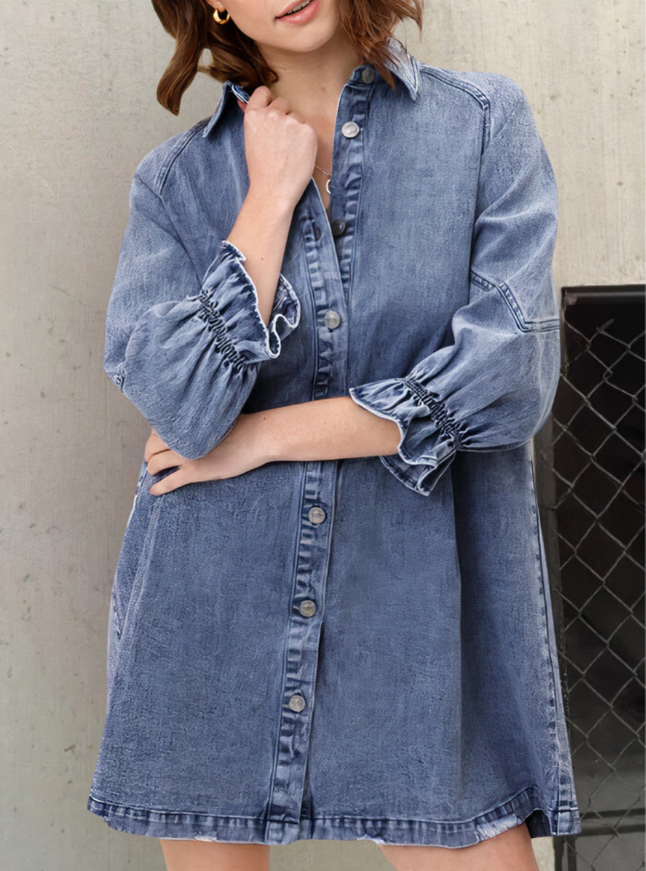 Anastasia Dress | Summer Long-Sleeve Denim Dress