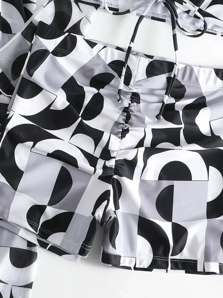 Faith Swimwear | Women's 3-Piece Bikini, Shorts & Cover-Up Set