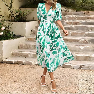 Francheska Dress | Floral V-Neck Bubble Sleeves Mini Dress