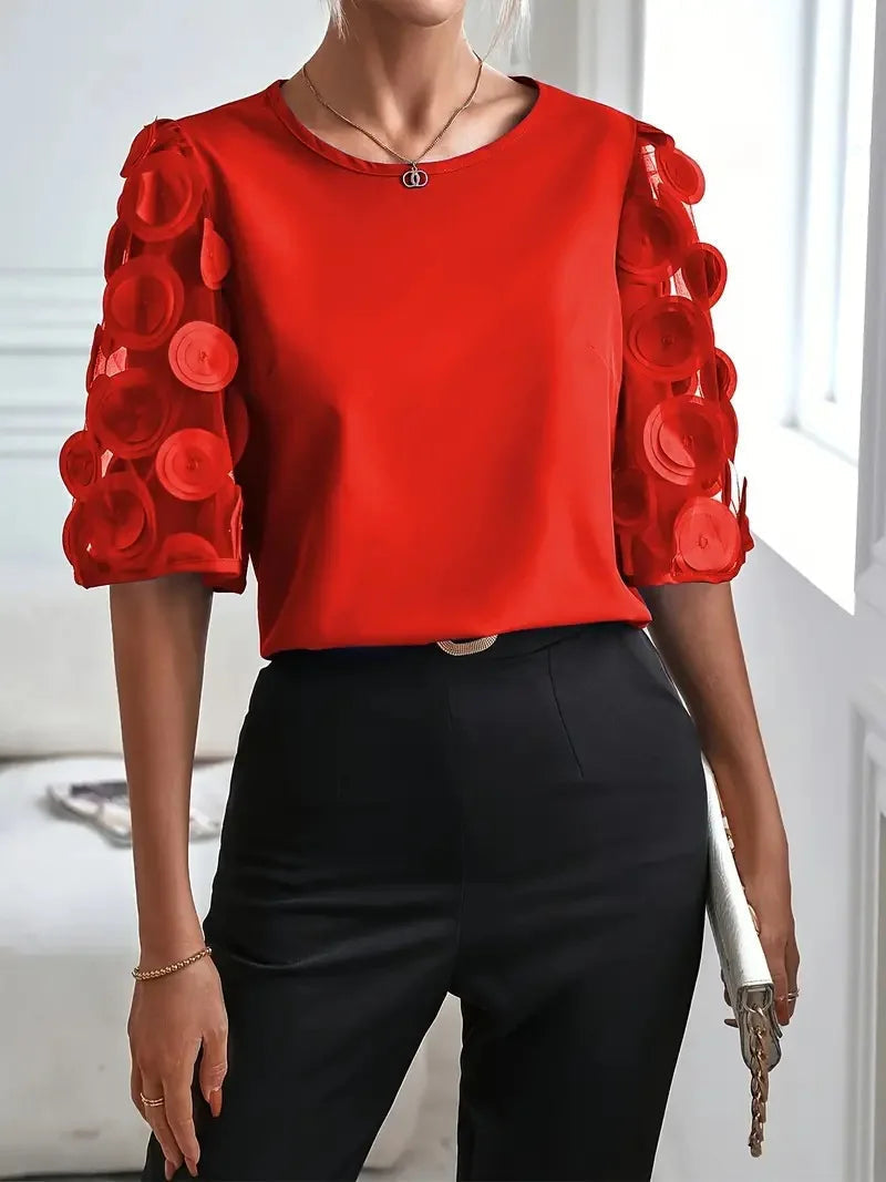 Harlie Blouse | Women's Mesh Sleeve Splicing Blouse