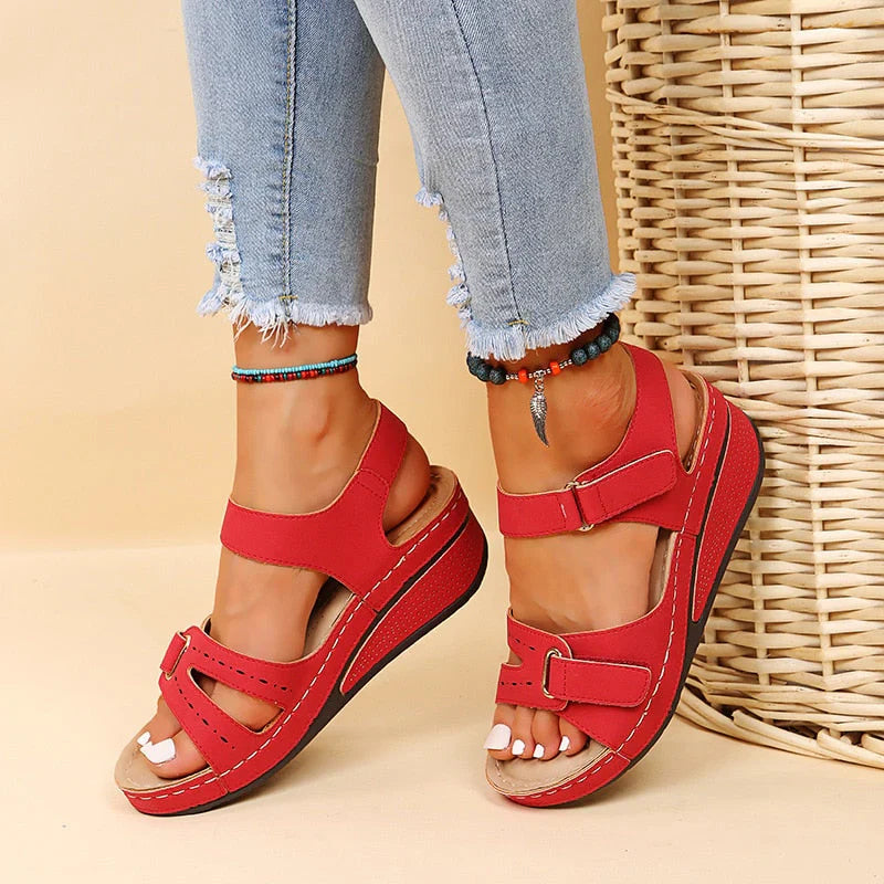 Harriette Sandals | Women's Peep Toe Low Wedges Sandals