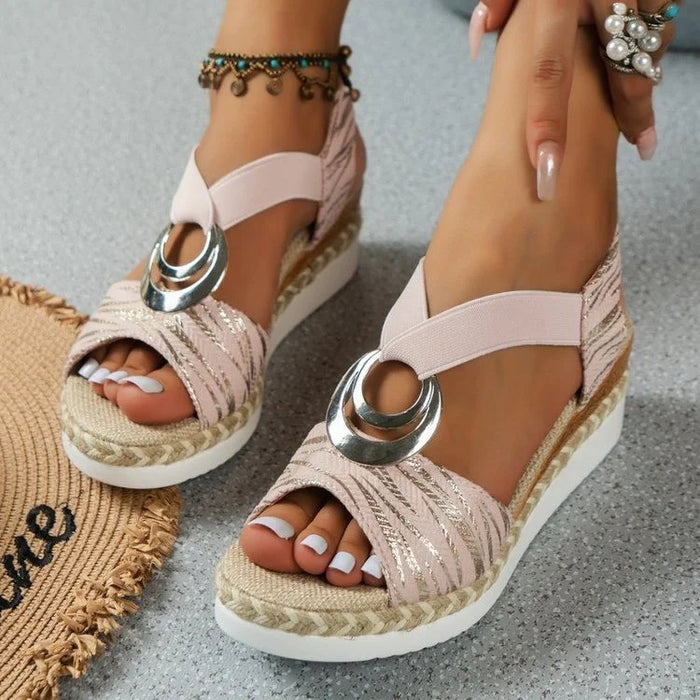 Hayven Sandals | Fashion Wedge Sandals with Statement Ring Detail