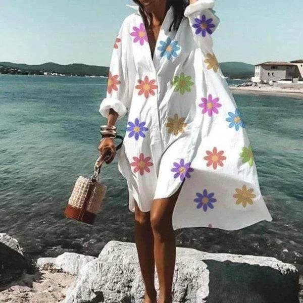 Iklimah Dress | Flowing White Shirt Dress