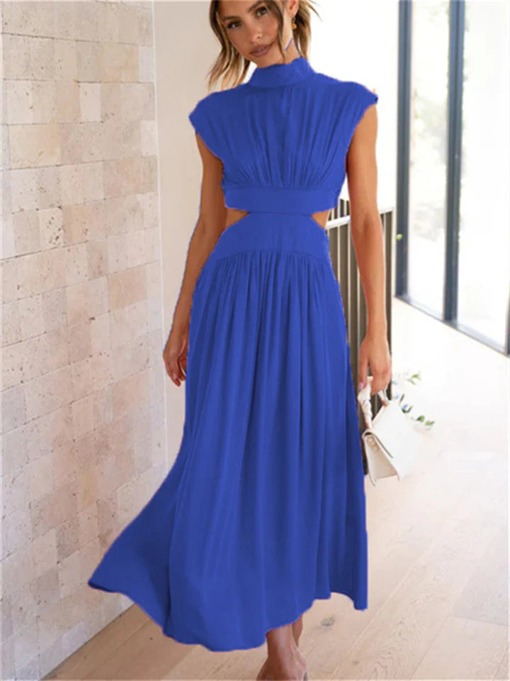 Ilianna Dress | Sleeveless Turtleneck Waist Cutout Midi Dress