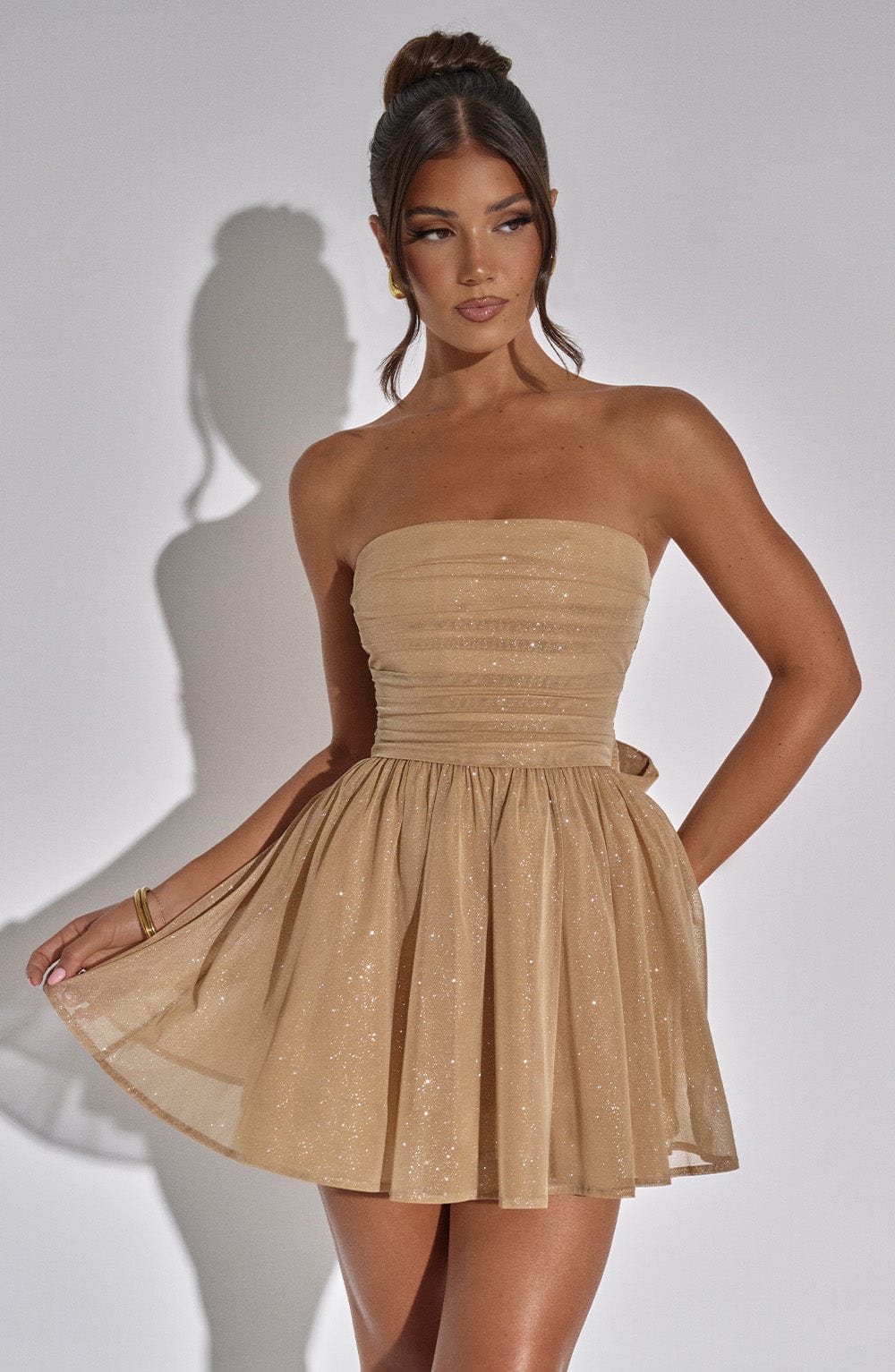 Janessa Dress | Strapless Lace Mini Dress with Back Bow