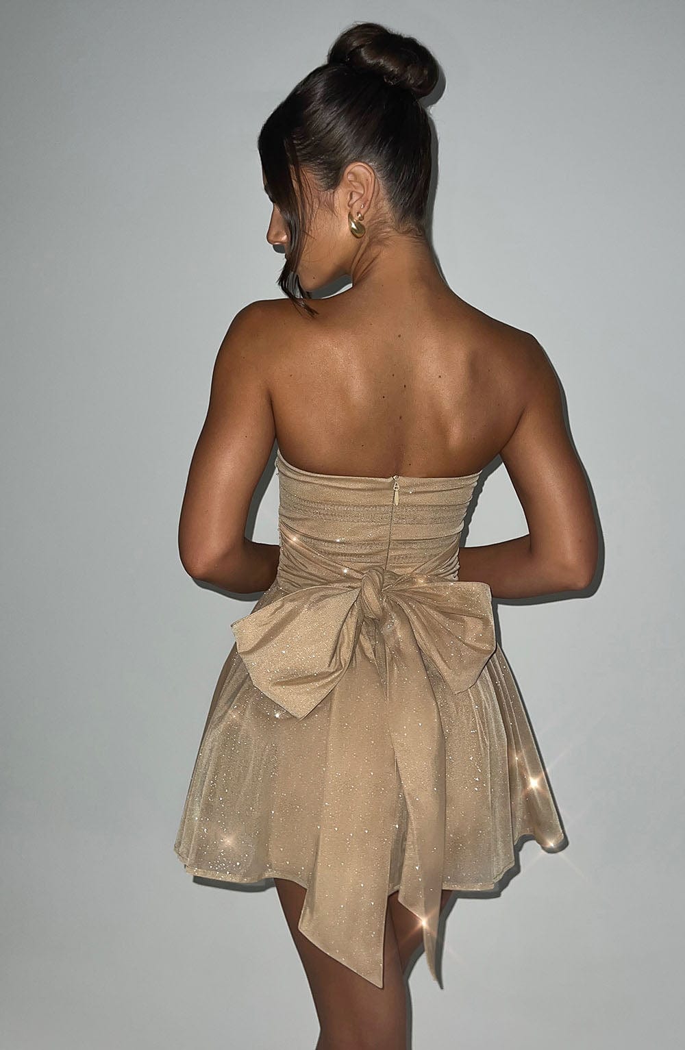 Janessa Dress | Strapless Lace Mini Dress with Back Bow