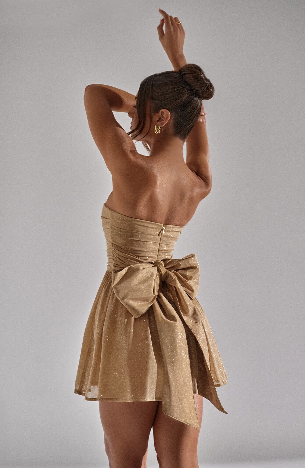 Janessa Dress | Strapless Lace Mini Dress with Back Bow