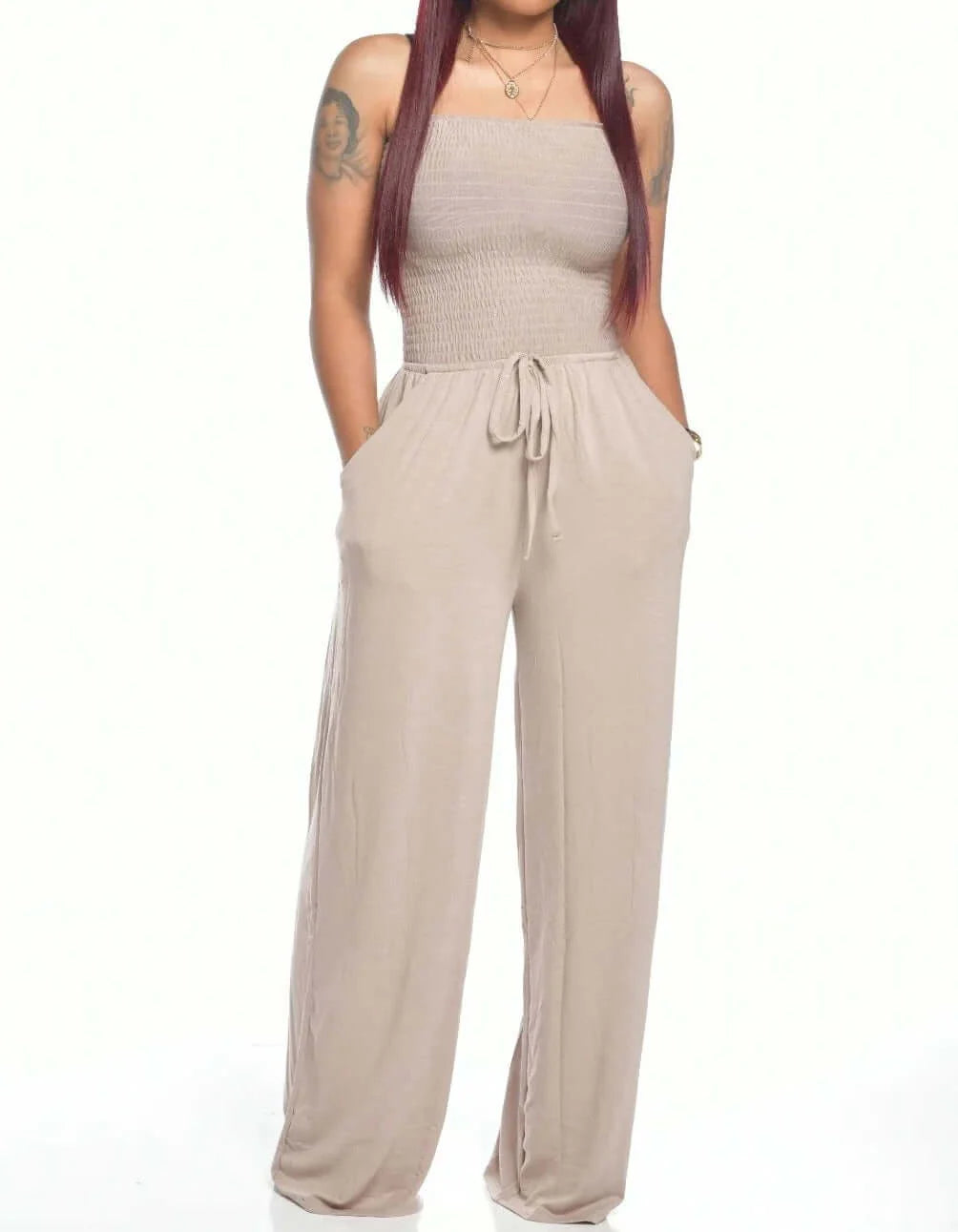Lily Jumpsuit | Off-Shoulder Smocked Jumpsuit with Wide Legs