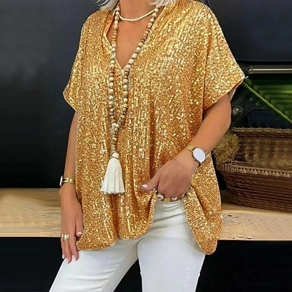 Bliss Blouse | Women’s V-Neck Sequin Blouse