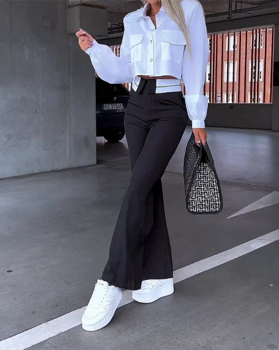 Alice Set | Women's Crop Top & Wide-Leg Pants Set