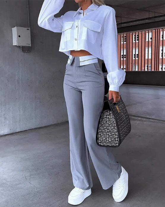 Alice Set | Women's Crop Top & Wide-Leg Pants Set