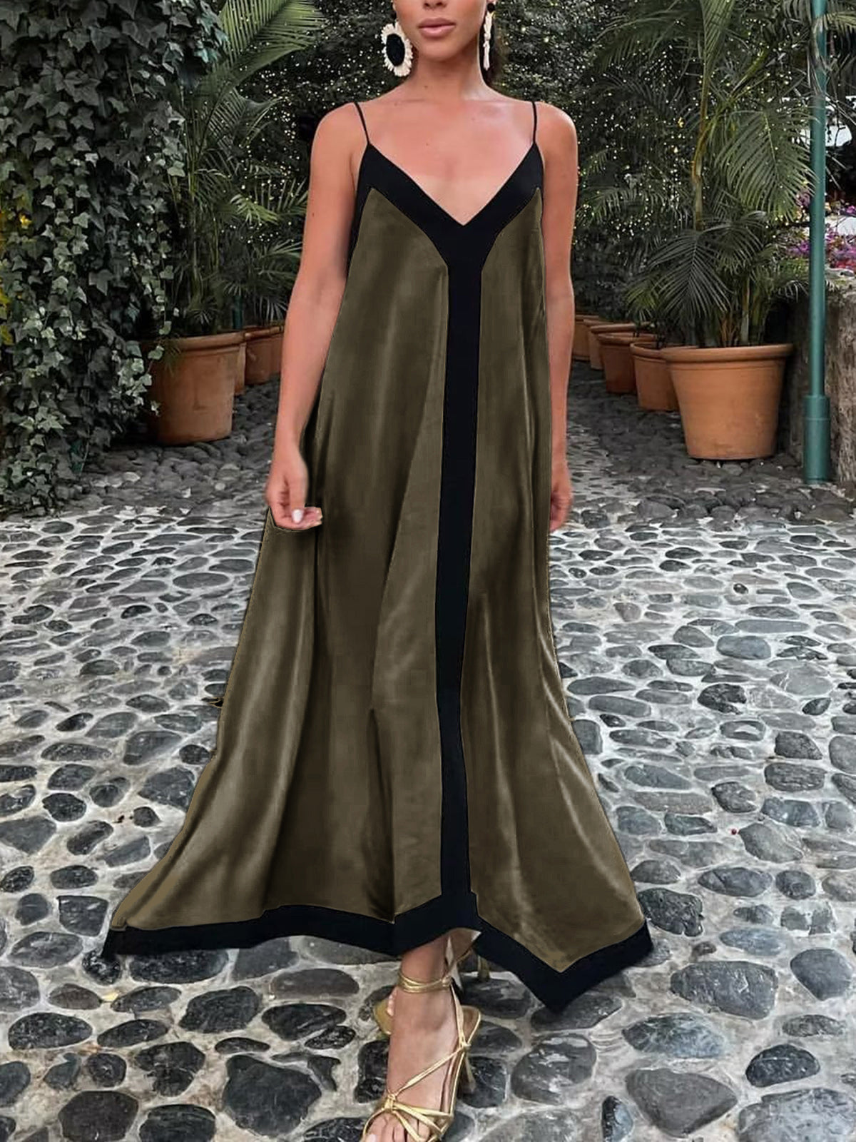 Amiyah Dress | Thin-Strap V-Neck Straight Dress