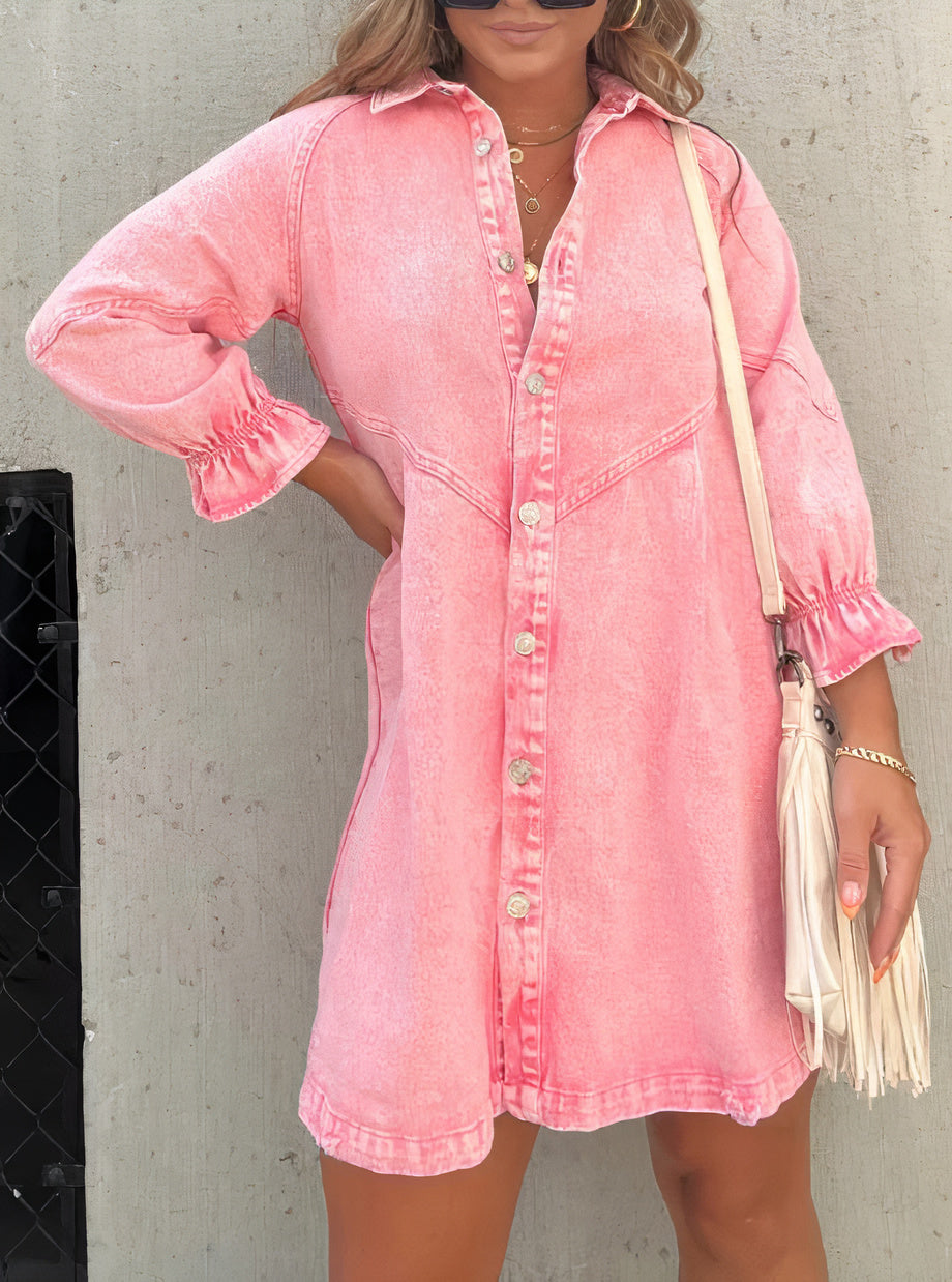 Anastasia Dress | Summer Long-Sleeve Denim Dress