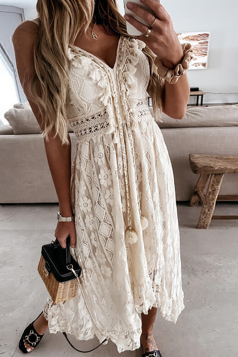 Anita Dress | Women's Lace V- Neck Sleeveless Dress