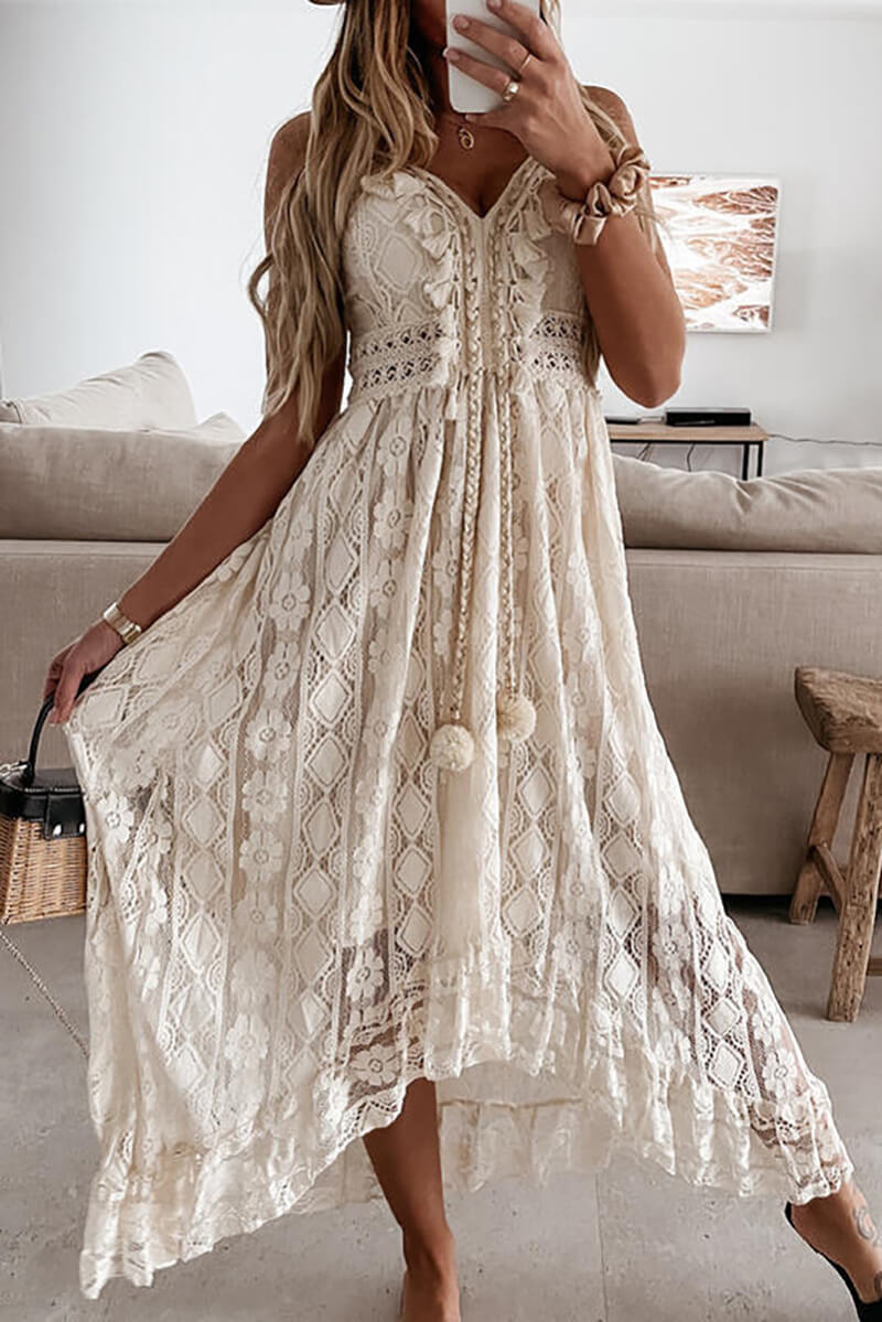 Anita Dress | Women's Lace V- Neck Sleeveless Dress