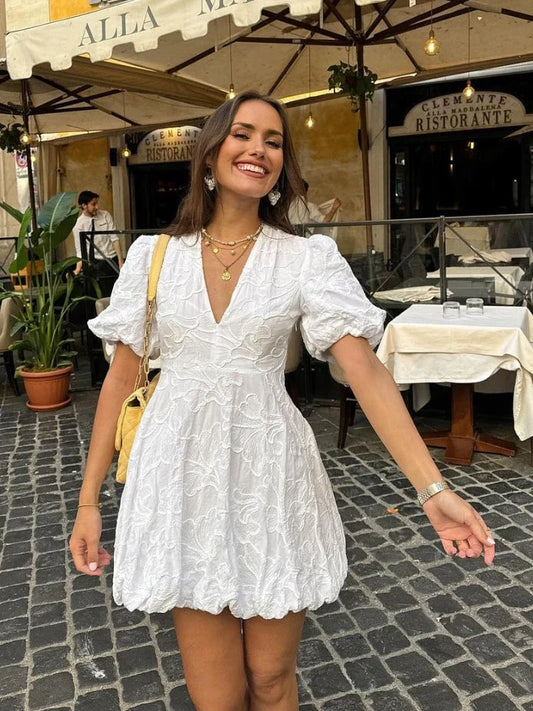 Eden Dress | Women's Embroidered V-Neck Mini Dress