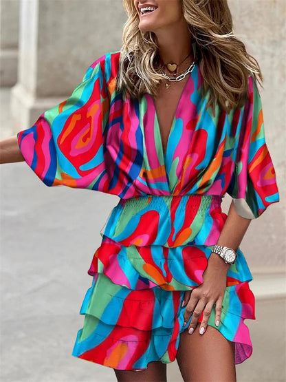 Effie Dress | Women's Colorful Ruffle Mini Dress