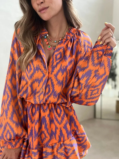 Eira Dress | Long Sleeve Ruffled Hem Mini Dress