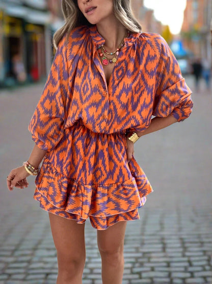 Eira Dress | Long Sleeve Ruffled Hem Mini Dress