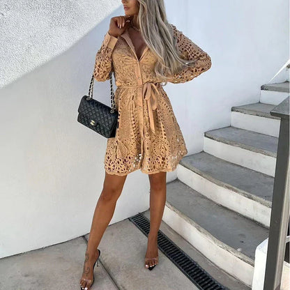 Eleanora Dress | Long Sleeve Lace Mini Dress