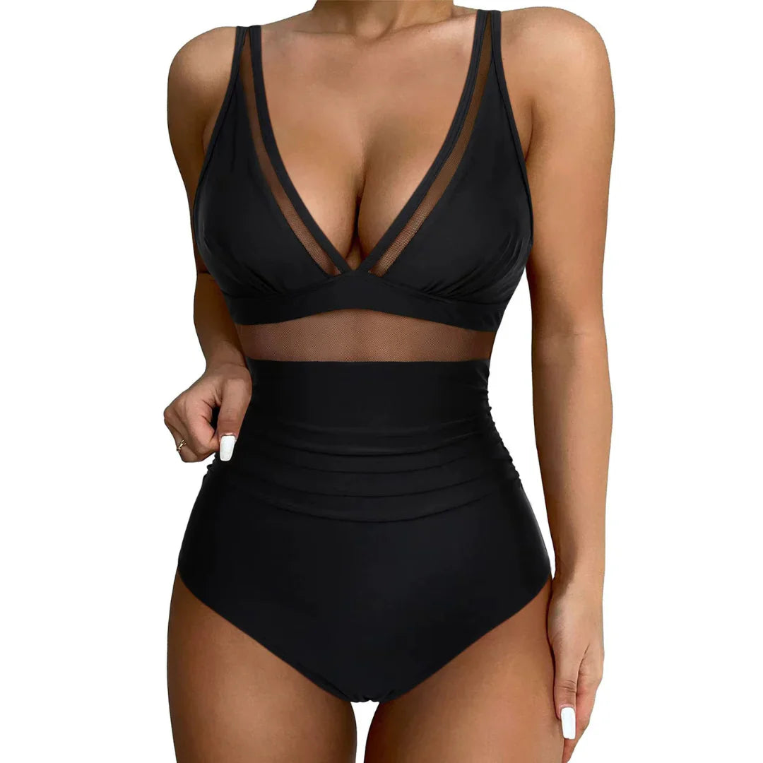 Eliana Swimsuit | Women's Sheer V-neck Swimsuit