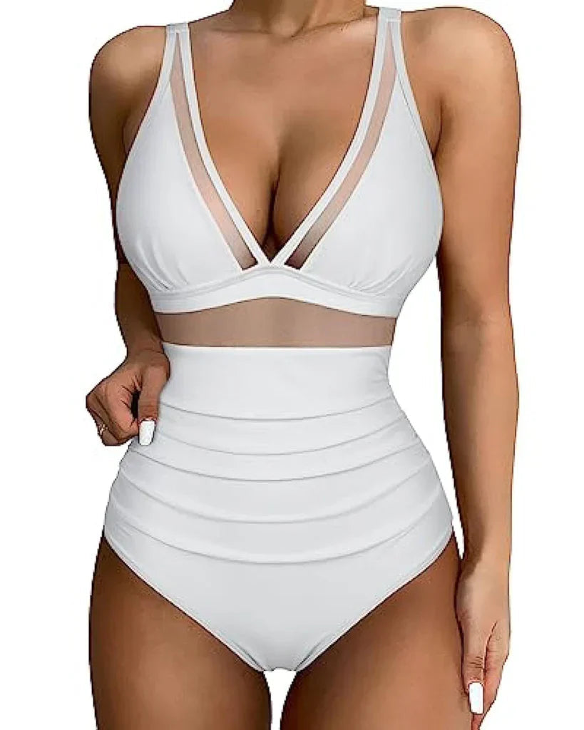 Eliana Swimsuit | Women's Sheer V-neck Swimsuit