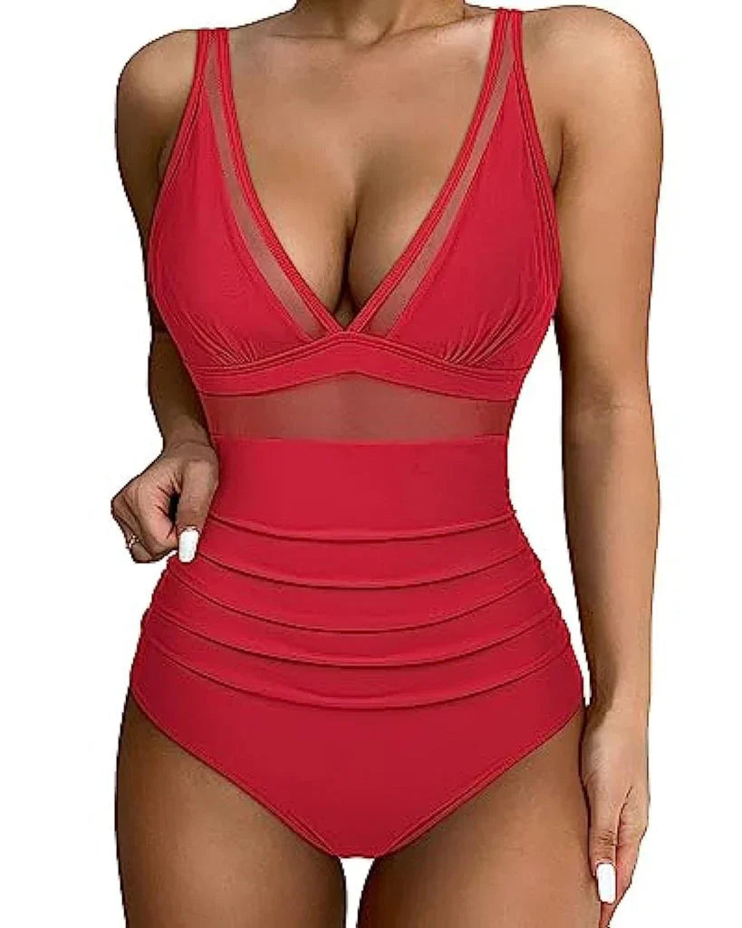 Eliana Swimsuit | Women's Sheer V-neck Swimsuit