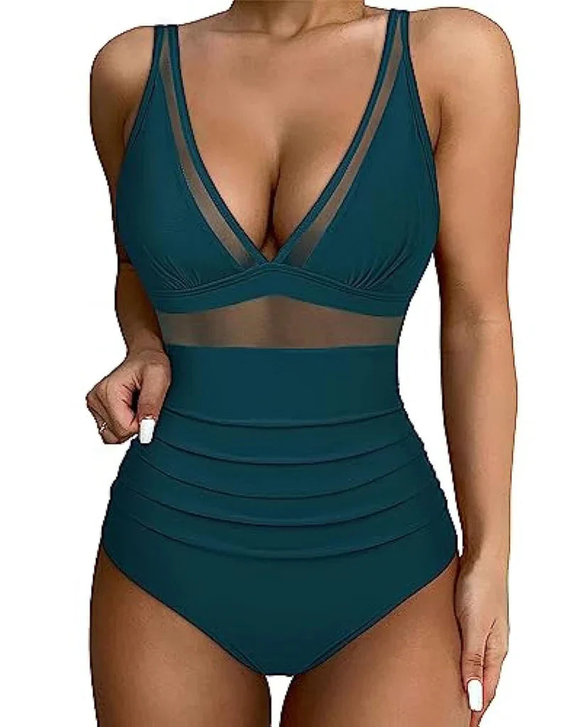 Eliana Swimsuit | Women's Sheer V-neck Swimsuit