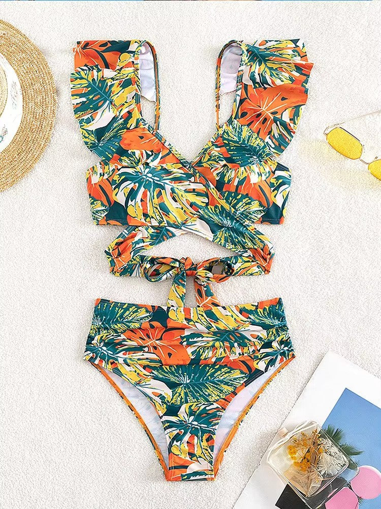 Elianna Bikini | Women's Tropical Ruffle Wrap Bikini Set