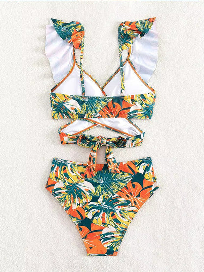 Elianna Bikini | Women's Tropical Ruffle Wrap Bikini Set