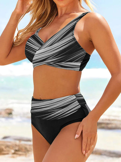 Elizabeth Bikini | High Waist V-Neck Cross Wrap Bikini Set