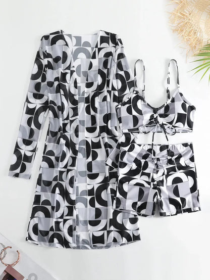 Faith Swimwear | Women's 3-Piece Bikini, Shorts & Cover-Up Set