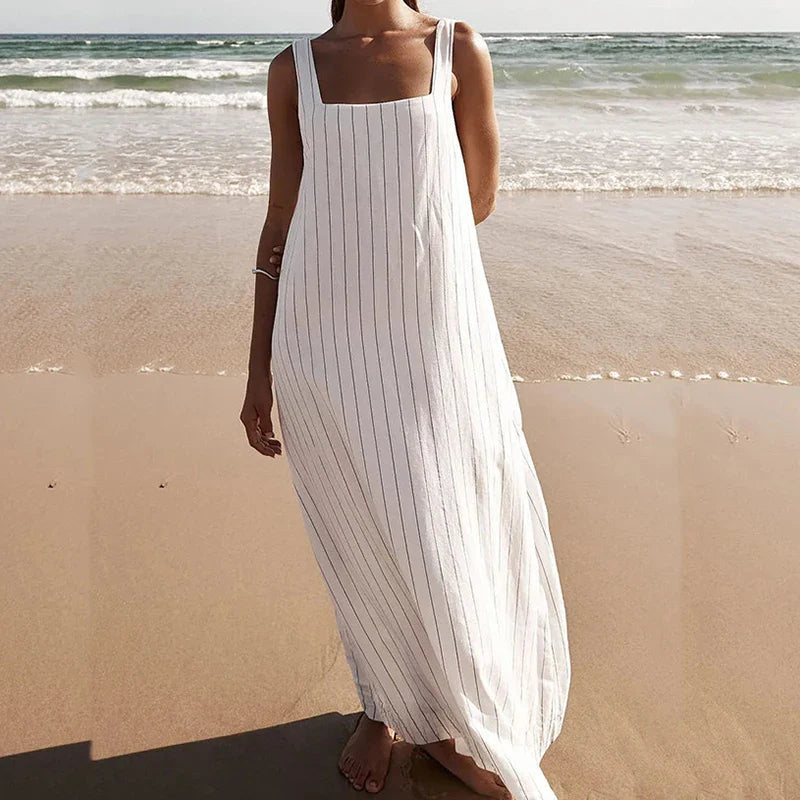 Fei Dress | Women's Sleeveless Striped Maxi Dress