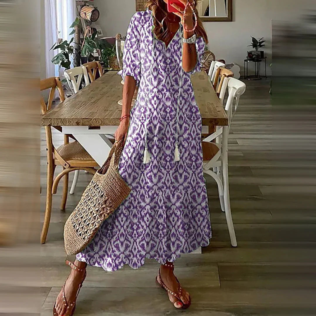 Flavia Dress | Women's Ethnic Print Long Dress