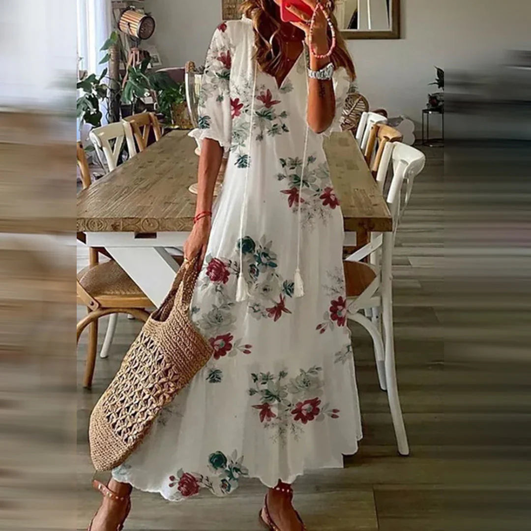 Flavia Dress | Women's Ethnic Print Long Dress