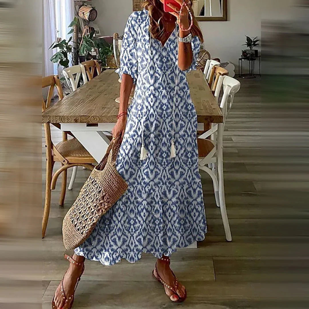 Flavia Dress | Women's Ethnic Print Long Dress
