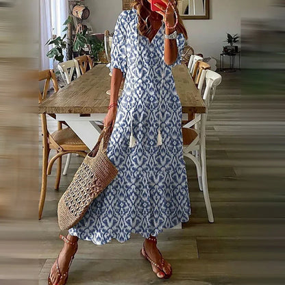 Flavia Dress | Women's Ethnic Print Long Dress