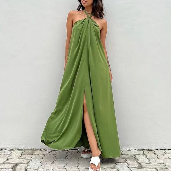 Florabel Dress | Open Back Halter Neck Maxi Dress