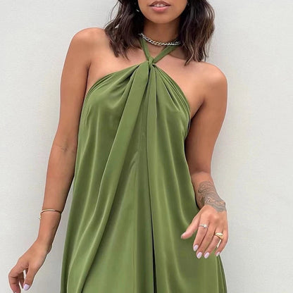 Florabel Dress | Open Back Halter Neck Maxi Dress