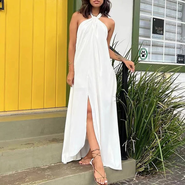 Florabel Dress | Open Back Halter Neck Maxi Dress