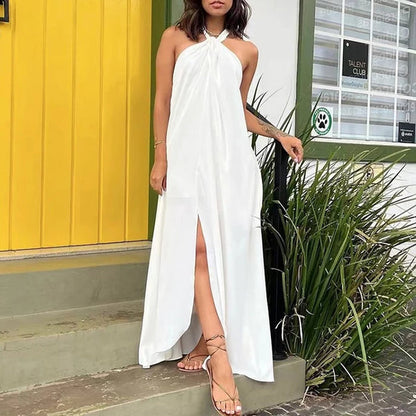 Florabel Dress | Open Back Halter Neck Maxi Dress