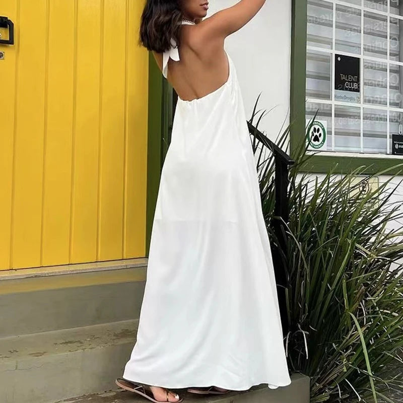 Florabel Dress | Open Back Halter Neck Maxi Dress