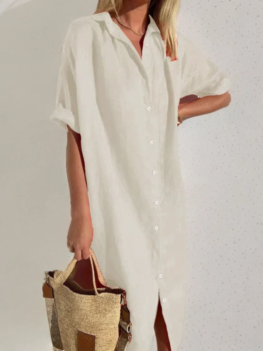Florence Dress | Casual Linen Button Down Dress for Women