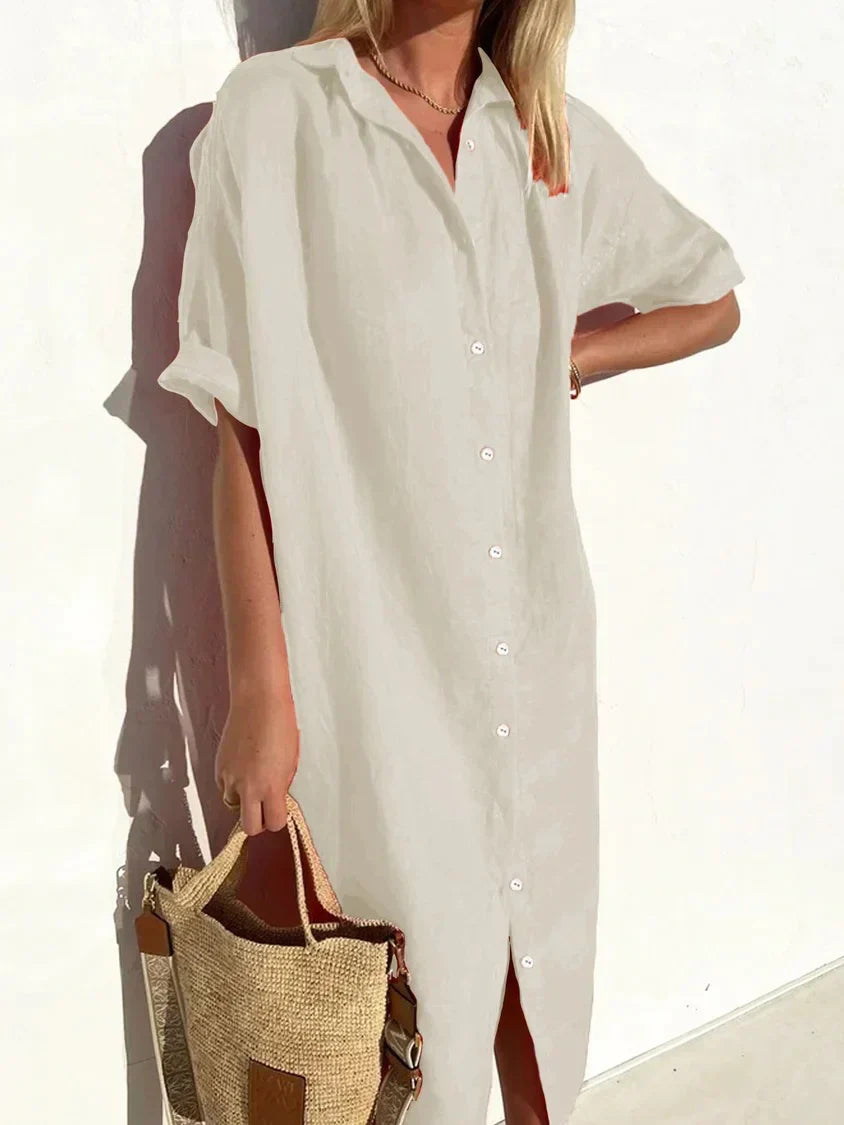 Florence Dress | Casual Linen Button Down Dress for Women