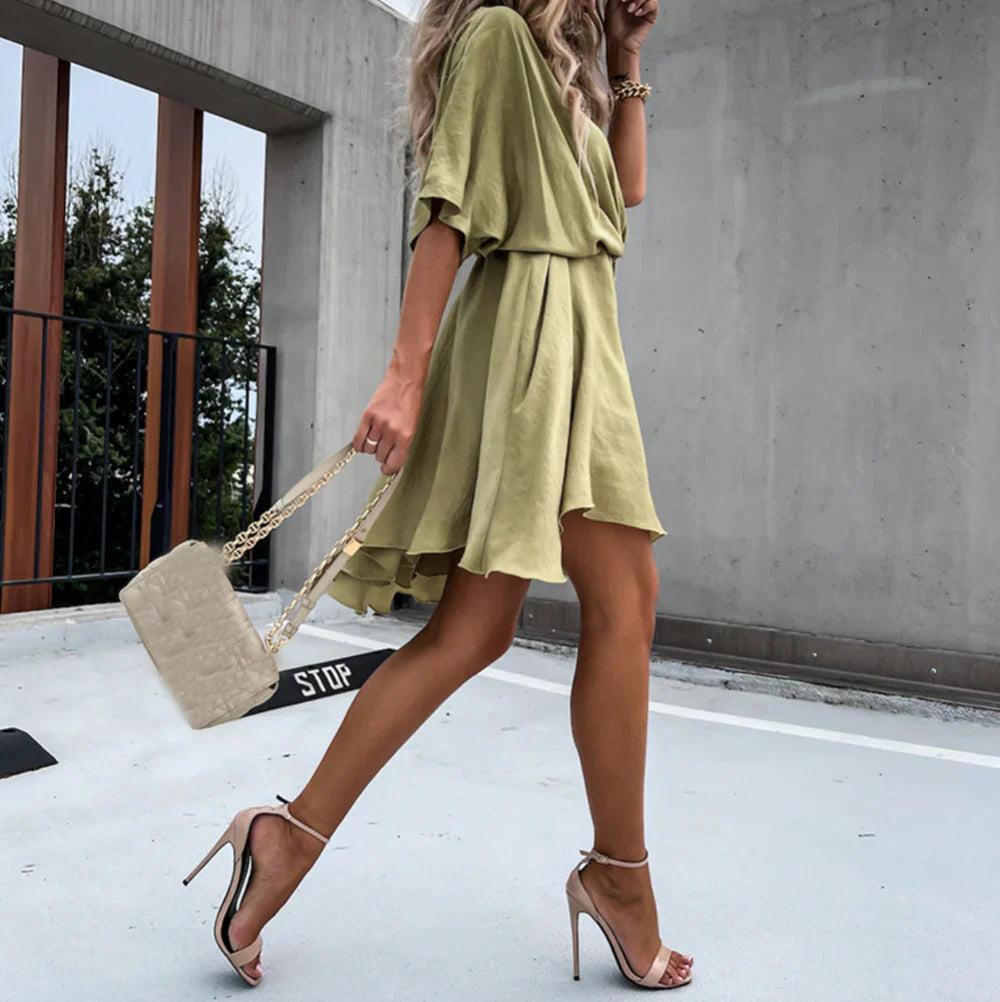 Francesca Dress | Women's Flowing Sleeves V-Neck Mini Dress