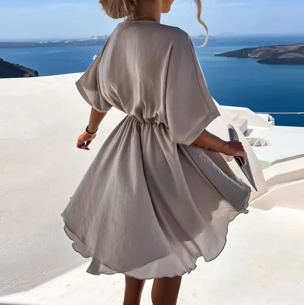 Francesca Dress | Women's Flowing Sleeves V-Neck Mini Dress