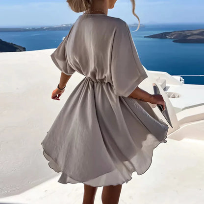 Francesca Dress | Women's Flowing Sleeves V-Neck Mini Dress