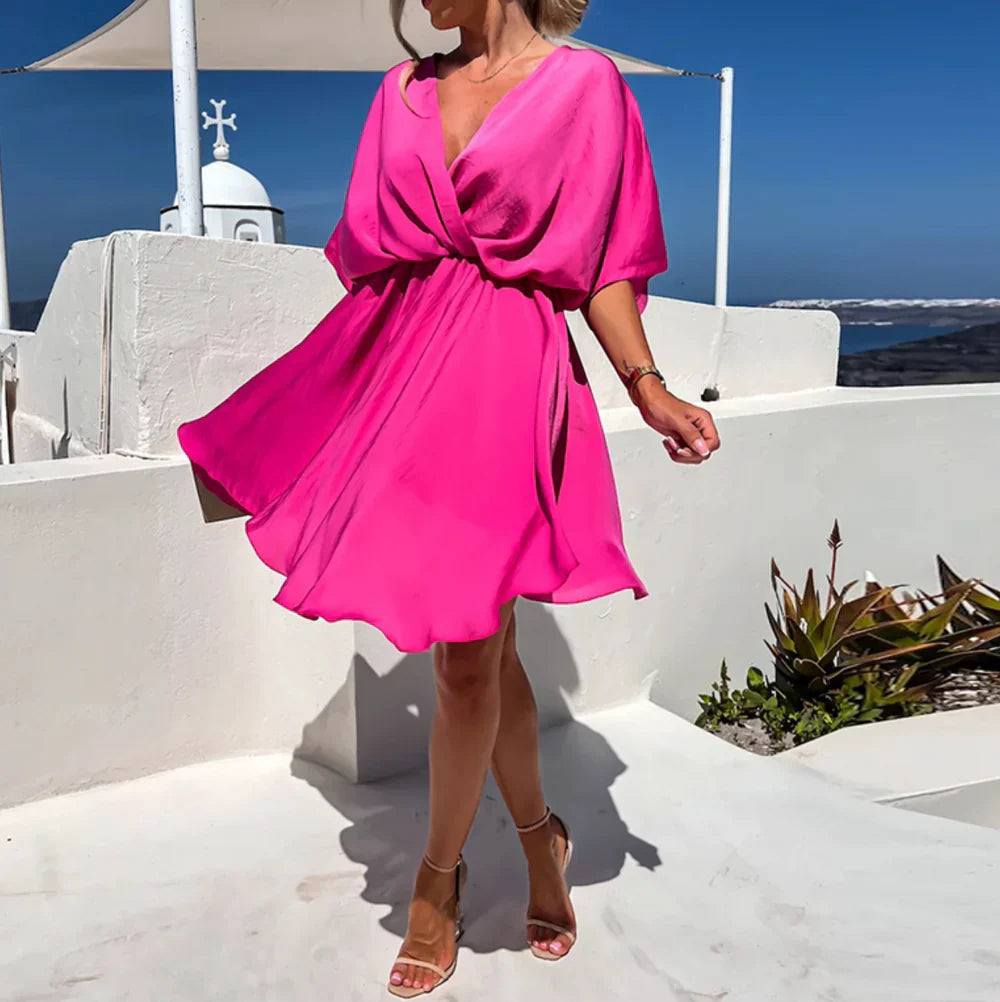 Francesca Dress | Women's Flowing Sleeves V-Neck Mini Dress